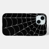 White Spider Web op zwarte achtergrond iPhone case (Achterkant (horizontaal))