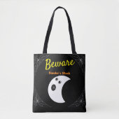 White Spider Webs en schattig Modern Ghost Black Tote Bag (Voorkant)