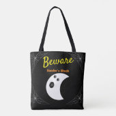White Spider Webs en schattig Modern Ghost Black Tote Bag (Achterkant)