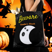 White Spider Webs en schattig Modern Ghost Black Tote Bag