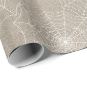 White Spider Webs op Tan Cadeaupapier (Rol Hoek)
