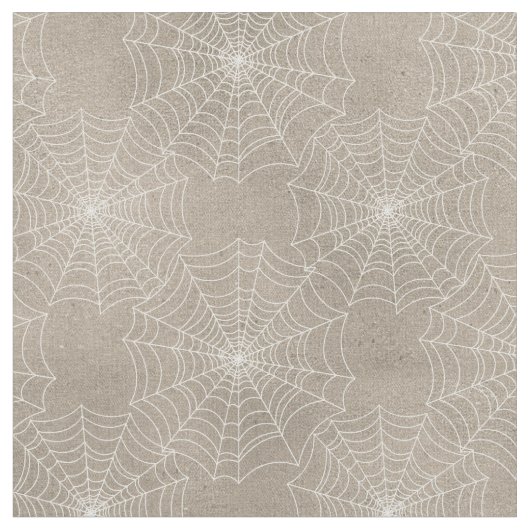 White Spider Webs op Tan Stof (Close Up)