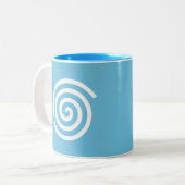 White Spiral op Turquoise Tweekleurige Koffiemok (Voorkant links)