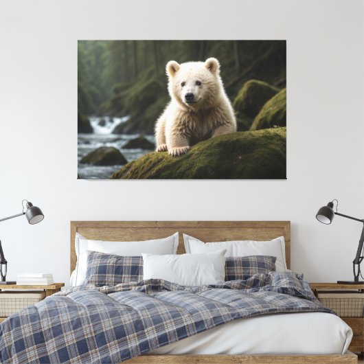 White Spirit Beer Cub Wildlife Art Canvas Afdruk (Insitu (Slaapkamer))