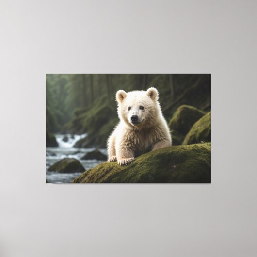 White Spirit Beer Cub Wildlife Art Canvas Afdruk (Voorkant)