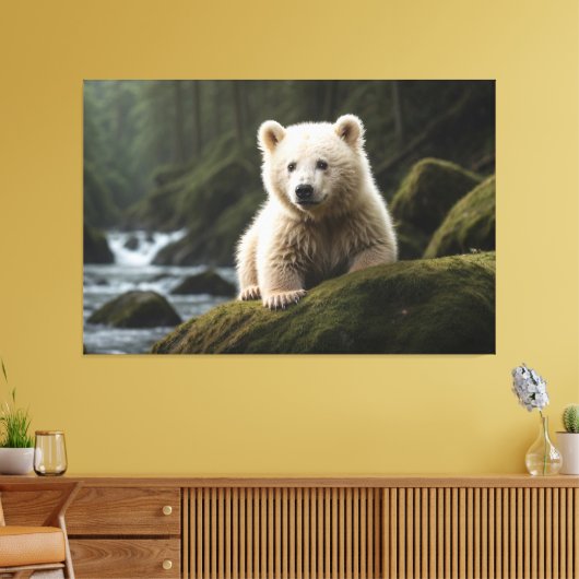 White Spirit Beer Cub Wildlife Art Canvas Afdruk (Insitu (Woonkamer))