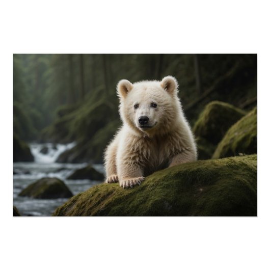 White Spirit Beer Cub Wildlife Art Perfect Poster (Voorkant)
