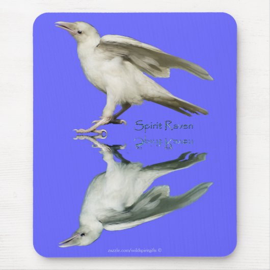 White Spirit Raven Wildlife Art Mousepad Muismat (Voorkant)
