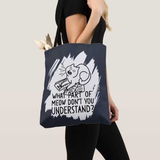 White Splash Funny Cat Quote Tote Bag (Dichtbij)