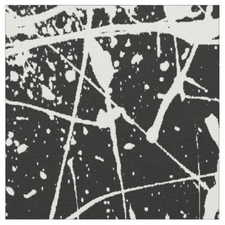 White Splatter op Black Fabric Stof
