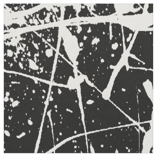 White Splatter op Black Fabric Stof (Close Up)