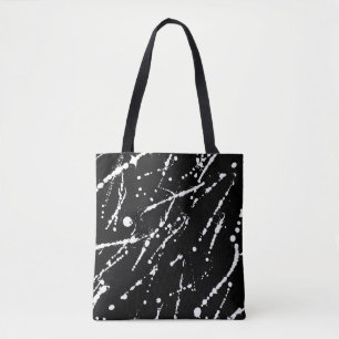 White Splatter op zwart-abstract Tote Bag