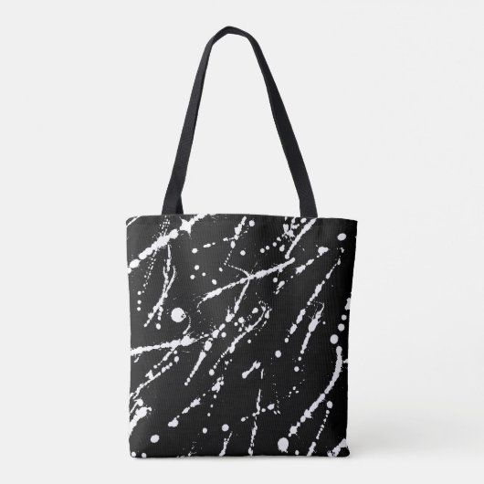 White Splatter op zwart-abstract Tote Bag (Achterkant)