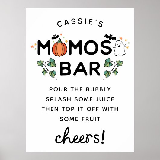 White Spooky Halloween Baby shower Momosa Bar Poster (Voorkant)
