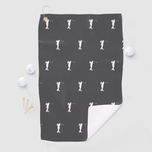 White Sports Golfer Silhouette Golfhanddoek (Insitu)