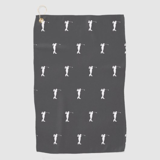 White Sports Golfer Silhouette Golfhanddoek (Voorkant)