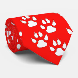 White Sports Mascot CLAW Paw On Red Stropdas