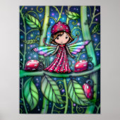 White Spoted Ladybug Fairy Fantasy Art Poster (Voorkant)