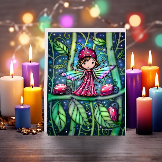 White Spotted Ladybug Fairy Molly Harrison Kaart