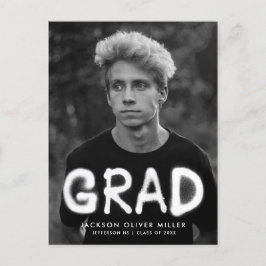 White Spray Paint Photo Graduparty Uitnodiging Briefkaart