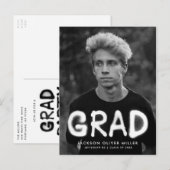 White Spray Paint Photo Graduparty Uitnodiging Briefkaart (Voorkant / Achterkant)