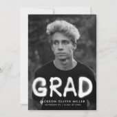 White Spray Paint Typography Photo Afstuderen Aankondiging (Voorkant)