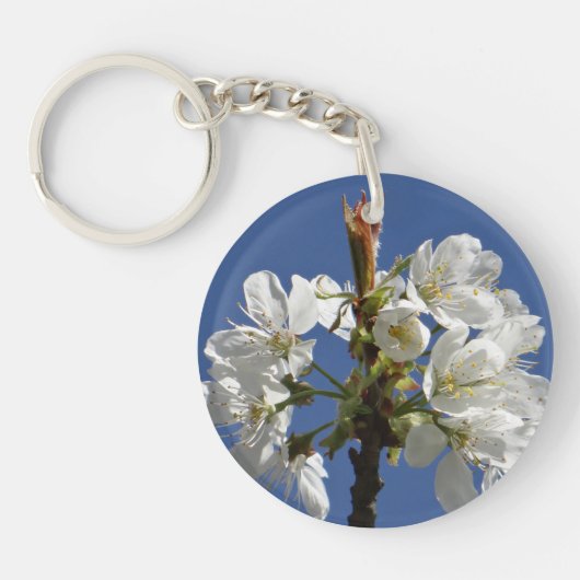 White Spring Bloom Sleutelhanger (Voorkant)