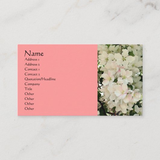 White Spring Blossom Photography Visitekaartje (Voorkant)