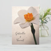 White Spring Daffodil Flower Wedding Kaart (Staand voorkant)