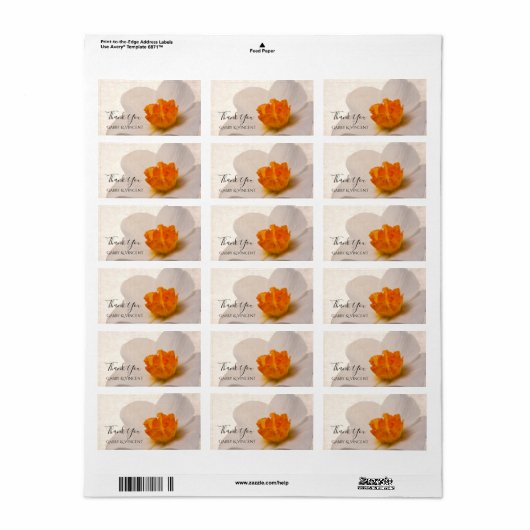 White Spring Daffodil Weddenschap Bedankt voor je  Etiket (Full Sheet)