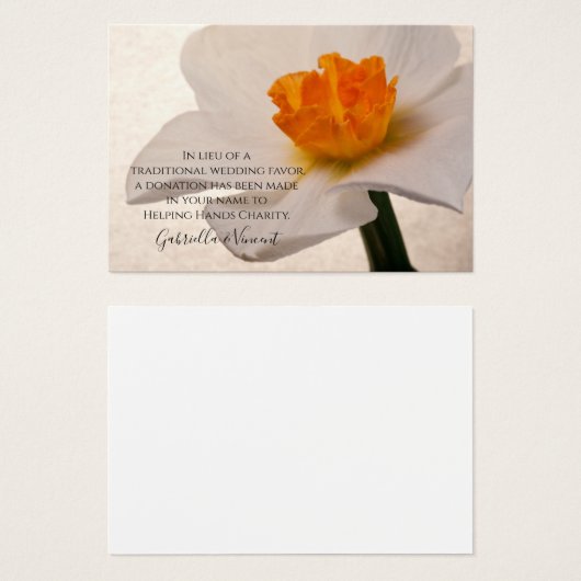 White Spring Daffodil Wedding Charity Kaart (Voorkant /achterkant)