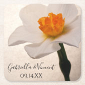 White Spring Daffodil Wedding Kartonnen Onderzetters (Voorkant)