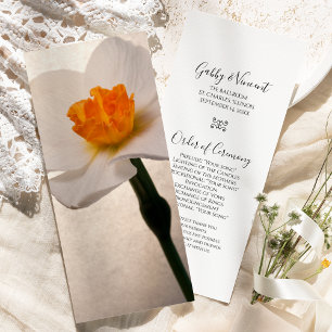 White Spring Daffodil Wedding Programme Programmakaart