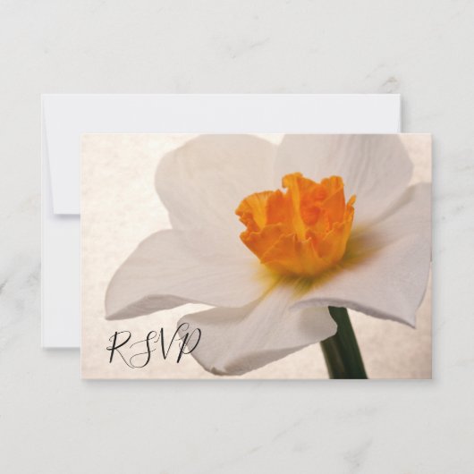 White Spring Daffodil Wedding RSVP Response (Voorkant)
