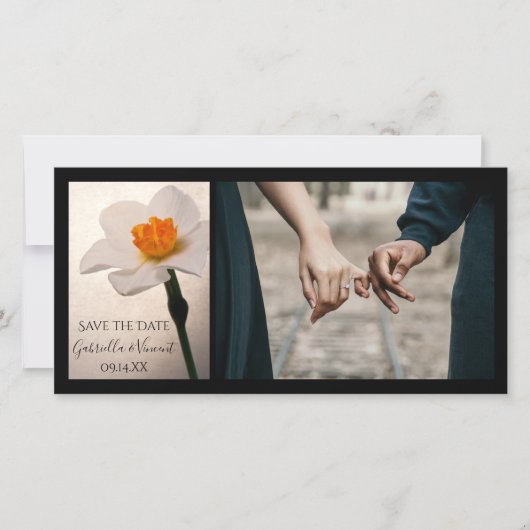 White Spring Daffodil Wedding Save the Date Photo (Voorkant)