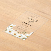 White Spring Floral Wedding Save The Date Acryl Uitnodigingen (Laagn)