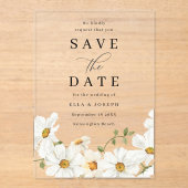 White Spring Floral Wedding Save The Date Acryl Uitnodigingen (Voorkant)