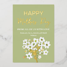 White Spring Florets Gelukkige Moeders Dag Goud