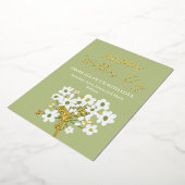 White Spring Florets Gelukkige Moeders Dag Goud Folie Feestdagenkaart (Gedraaid)