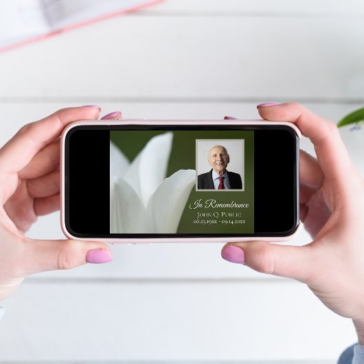 White Spring Tulip over Green Death Jubileum Kaart