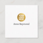 White Square Business Card with Logo Vierkante Visitekaartje (Voorkant)