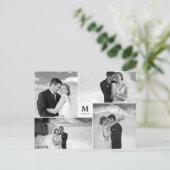 White Square Monogram 4 Foto Weddenschap Bedankt Briefkaart (Staand voorkant)