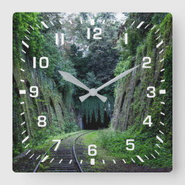White Square Number met Railroad Tracks Vierkante Klok