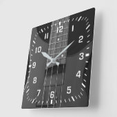 White Square Numbers on Bass Guitar Vierkante Klok (Hoek)