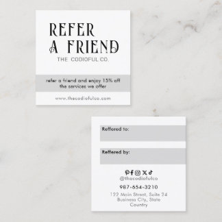 White Square Referral Kaart Klantenkaartje