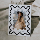 White Squiggly Wavy Lijst Afstuderen Dank u Aankondiging