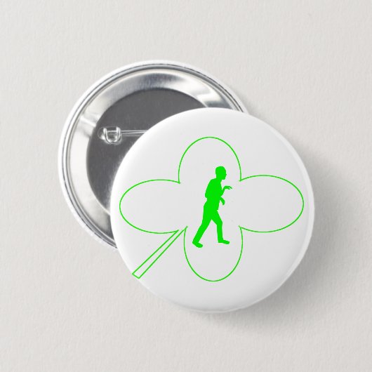 White St. Paddy's Shamrock Button met Logo (Voorkant /achterkant)