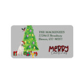 White Staffordshire Terrier and Kerstmis Tree Etiket (Voorkant)