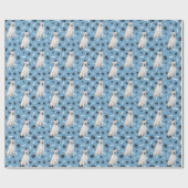 White Staffordshire Terrier Pattern on Blue Cadeaupapier (Vlak)