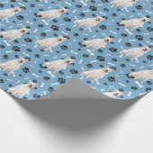 White Staffordshire Terrier Pattern on Blue Cadeaupapier (Hoek)